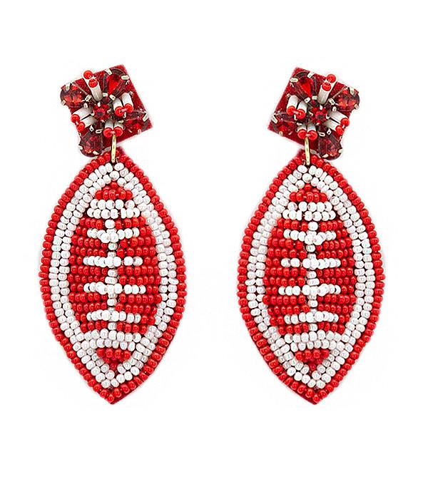 EARRINGS :: TRENDY EARRINGS :: Wholesale Game Day Beaded Football Earrings