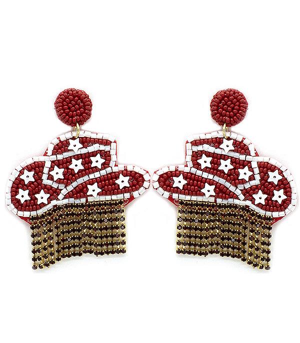 New Arrival :: Wholesale Game Day Cowgirl Hat Earrings