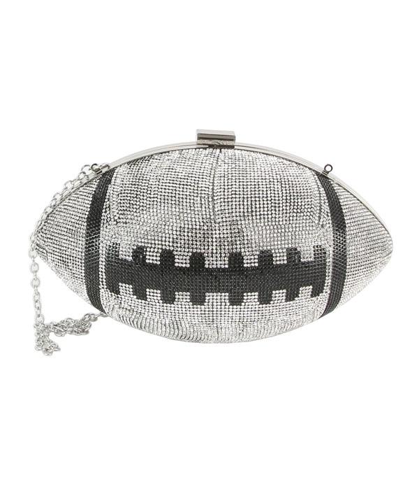 <font color=PURPLE>GAMEDAY</font> :: Wholesale Rhinestone Football Clutch Bag