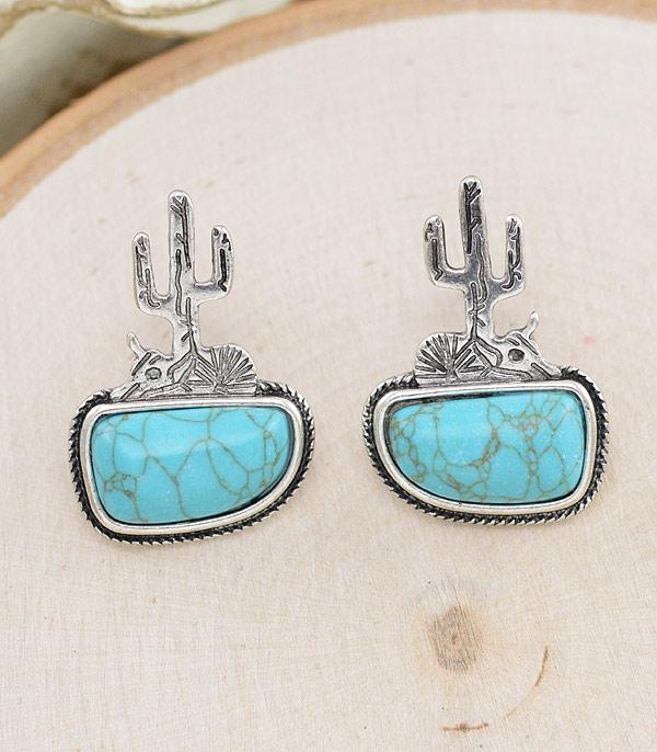 EARRINGS :: WESTERN POST EARRINGS :: Wholesale Tipi Western Cactus Desert Earrings