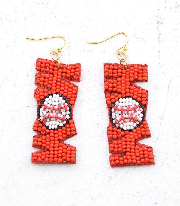 SPORTS THEME :: Wholesale Seed Bead Baseball Mom Earrings