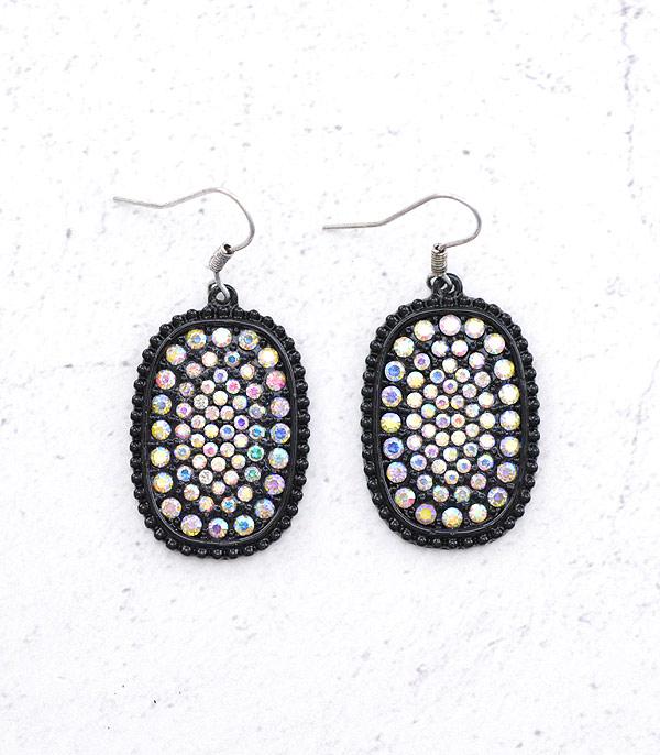 RHINESTONE I CUBIC ZIRCONIA :: Wholesale Oval Rhinestone Dangle Earrings