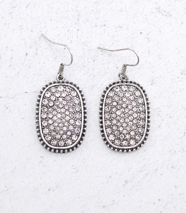 RHINESTONE I CUBIC ZIRCONIA :: Wholesale Rhinestone Oval Dangle Earrings