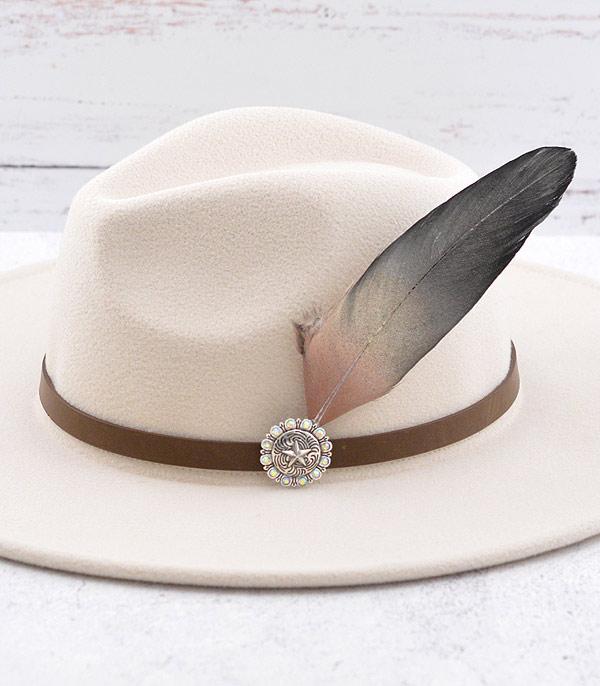 HATS I HAIR ACC :: HAIR ACC I HEADBAND :: Wholesale Western Concho Feather Hat Pin