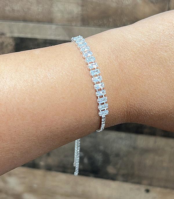 RHINESTONE I CUBIC ZIRCONIA :: Wholesale Baguette Cubic Zirconia Slide Bracelet