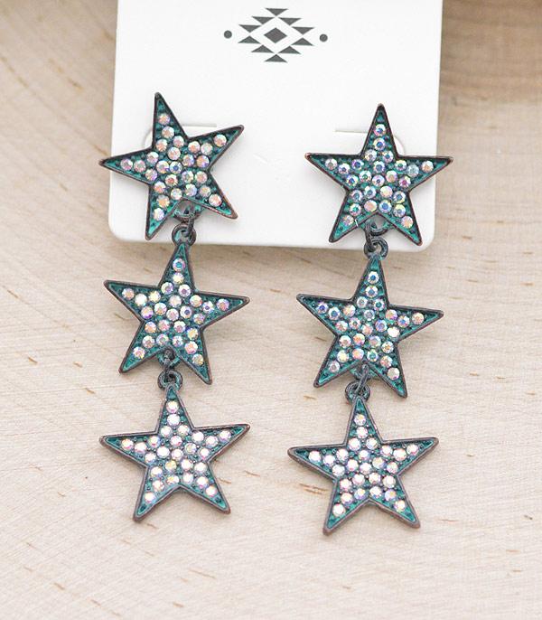 RHINESTONE I CUBIC ZIRCONIA :: Wholesale Rhinestone Star Drop Earrings