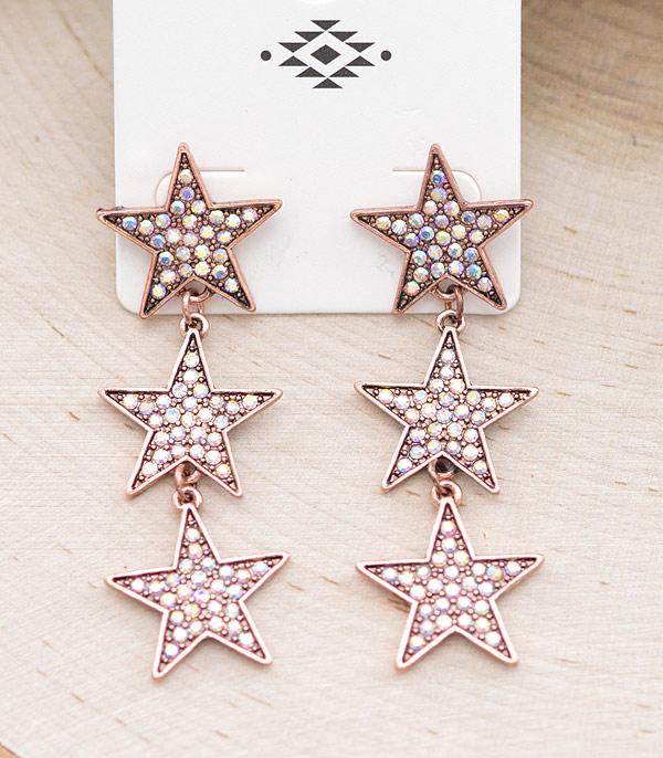 RHINESTONE I CUBIC ZIRCONIA :: Wholesale Rhinestone Star Drop Earrings