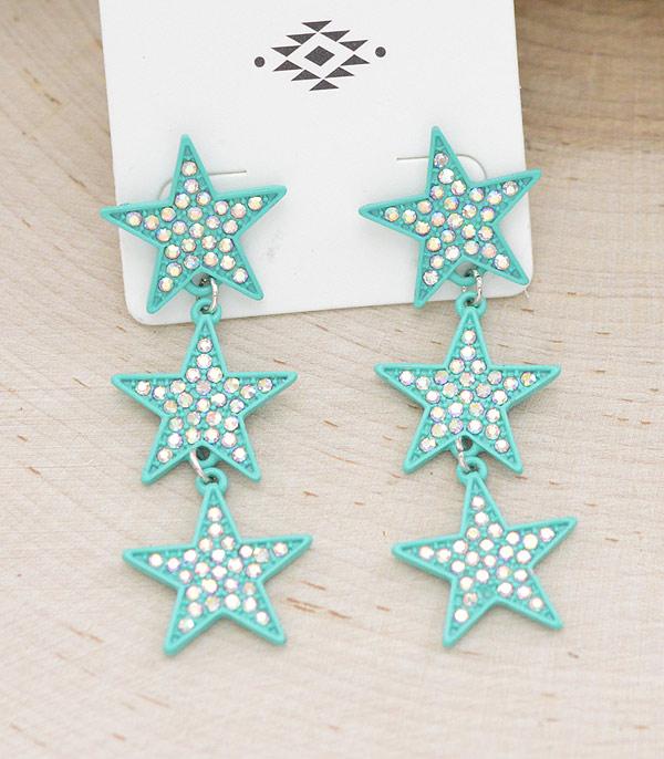 RHINESTONE I CUBIC ZIRCONIA :: Wholesale Rhinestone Star Drop Earrings