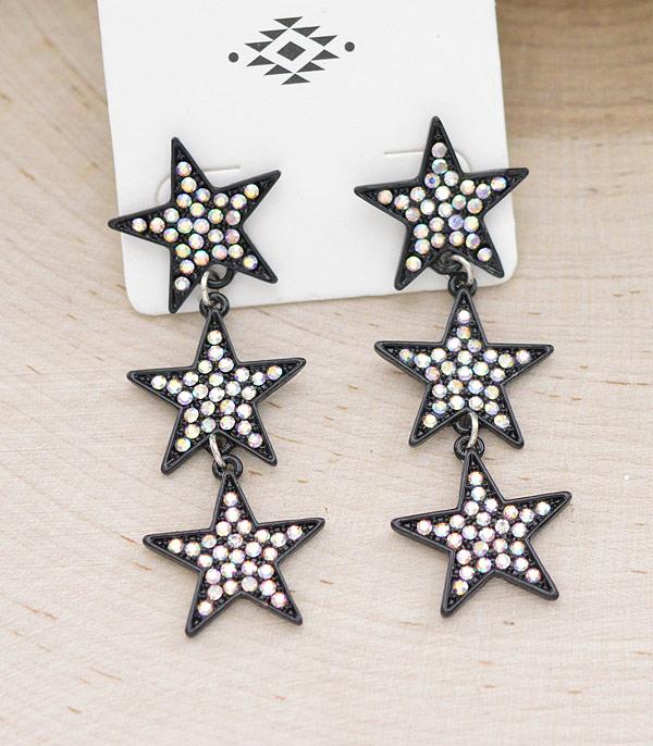 RHINESTONE I CUBIC ZIRCONIA :: Wholesale Rhinestone Stars Drop Earrings