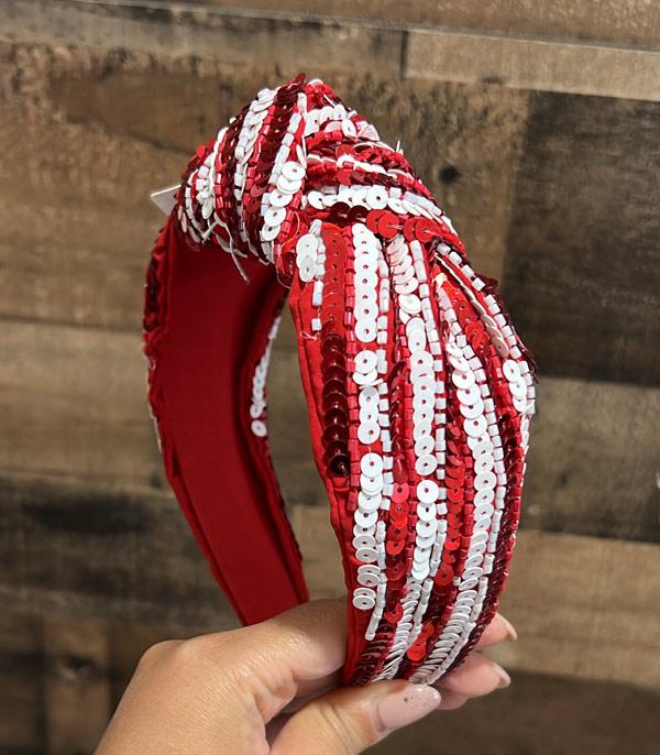 <font color=RED>RED,WHITE, AND BLUE</font> :: Wholesale Sequine Game Day Headband