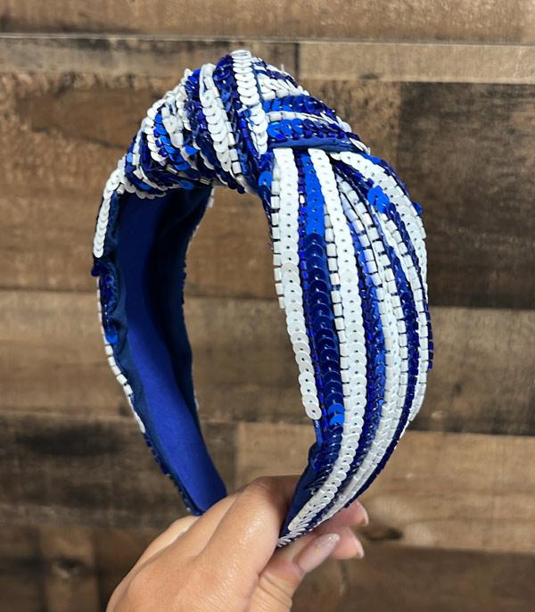 <font color=RED>RED,WHITE, AND BLUE</font> :: Wholesale Sequine Game Day Headband