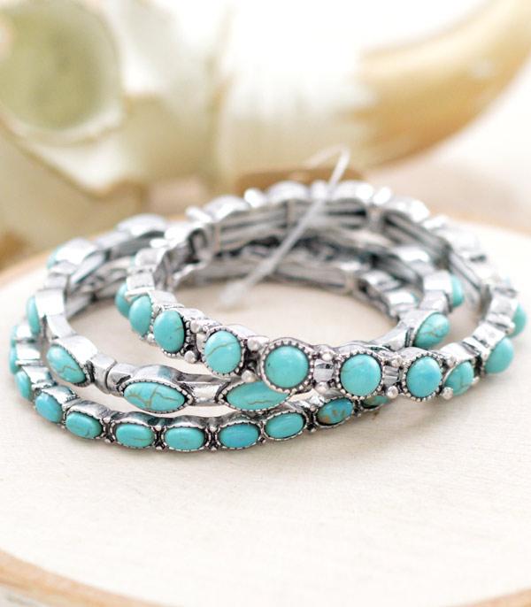 BRACELETS :: STRETCH :: Wholesale Western Turquoise Stackable Bracelet