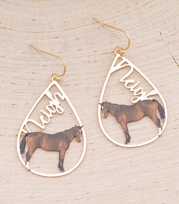 EARRINGS :: TRENDY EARRINGS :: Wholesale Horse Teardrop Earrings