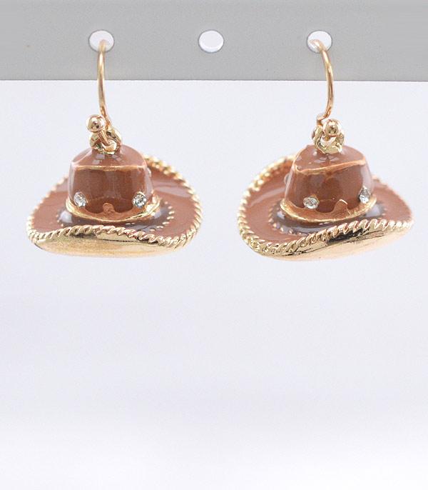 EARRINGS :: WESTERN HOOK EARRINGS :: Wholesale 3D Cowgirl Hat Earrings