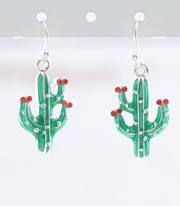 EARRINGS :: WESTERN HOOK EARRINGS :: Wholesale 3D Cactus Dangle Earrings