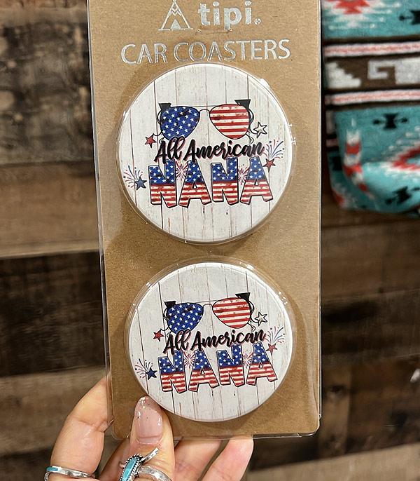 <font color=RED>RED,WHITE, AND BLUE</font> :: Wholesale All American Nana Car Coaster Set