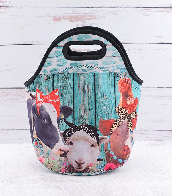 <font color=BLUE>WATCH BAND/ GIFT ITEMS</font> :: GIFT ITEMS :: Wholesale Farm Animals Neoprene Lunch Bag