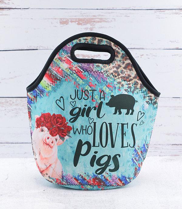 <font color=BLUE>WATCH BAND/ GIFT ITEMS</font> :: GIFT ITEMS :: Wholesale Just A  Girl Who Loves Pigs Lunch Bag