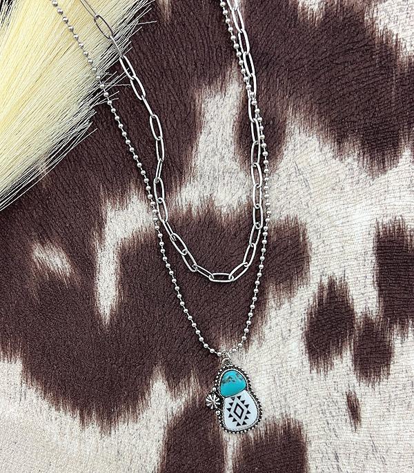 NECKLACES :: TRENDY :: Wholesale Aztec Turquoise Semi Stone Necklace