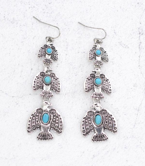 EARRINGS :: WESTERN HOOK EARRINGS :: Wholesale Thunderbird Drop Earrings