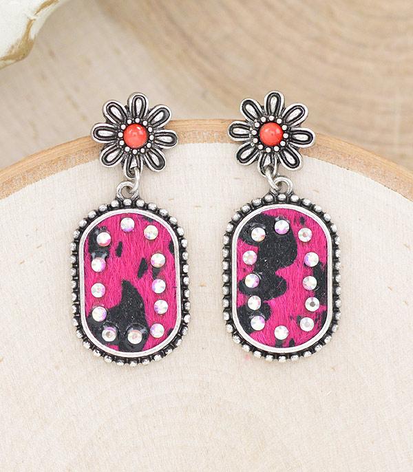 EARRINGS :: WESTERN POST EARRINGS :: Wholesale Western Cow Print Earrings