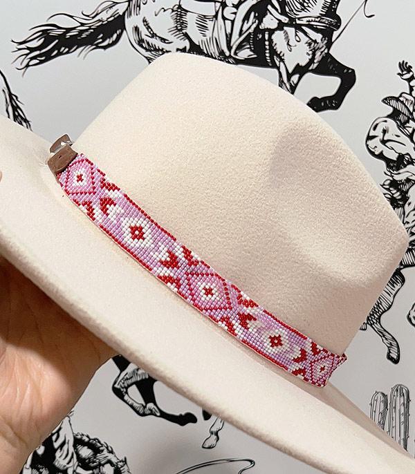 HATS I HAIR ACC :: HAT ACCESSORIES :: Wholesale Western Aztec Bead Buckle Hat Band