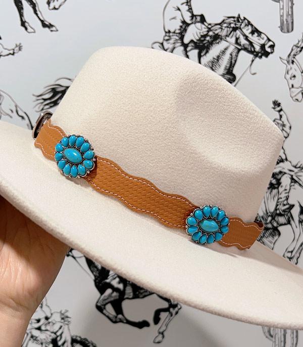 HATS I HAIR ACC :: HAIR ACC I HEADBAND :: Wholesale Western Turquoise Concho Hat Band