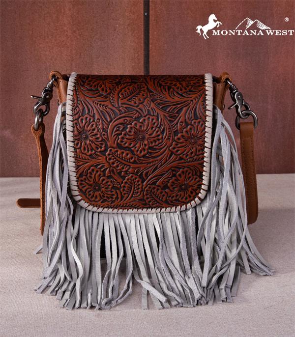 MONTANAWEST BAGS :: CROSSBODY BAGS :: Wholesale Montana West Tooled Fringe Bag