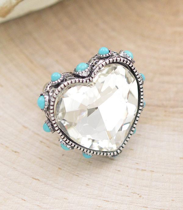 New Arrival :: Wholesale Glass Stone Heart Ring