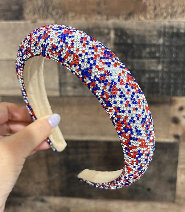 <font color=RED>RED,WHITE, AND BLUE</font> :: Wholesale Rhinestone Patriotic Headband