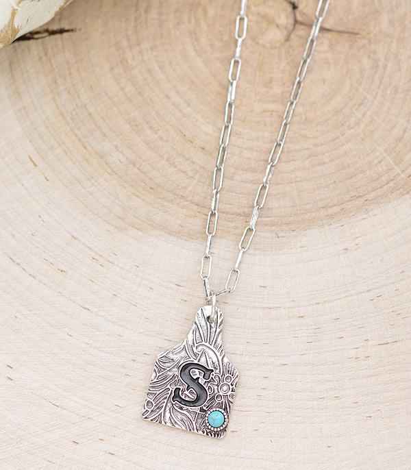 New Arrival :: Wholesale Western Cattle Tag Initial Necklace