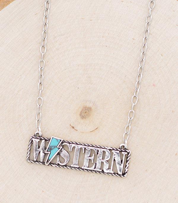 NECKLACES :: CHAIN WITH PENDANT :: Wholesale Western Turquoise Lightning Necklace