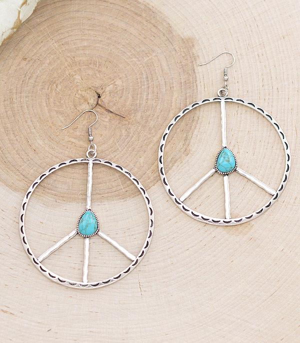New Arrival :: Wholesale Oversized Turquoise Peace Earrings