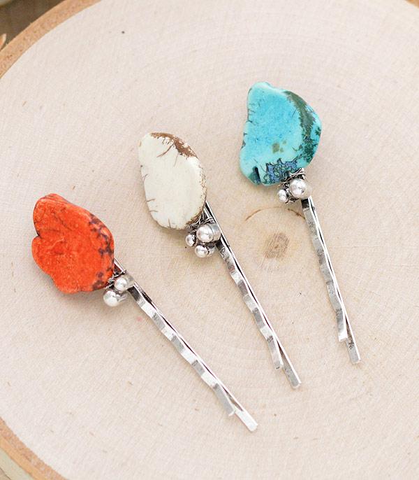 HATS I HAIR ACC :: HAT ACC I HAIR ACC :: Wholesale Turquoise Semi Stone Bobby Pin Set