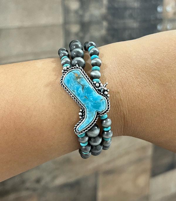 BRACELETS :: STRETCH-BEAD :: Wholesale Western Turquoise Boots Navajo Bracelet