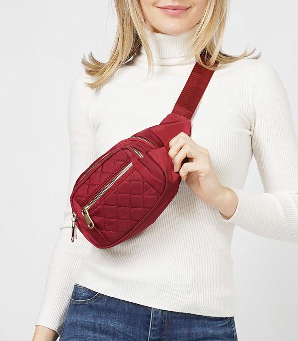 HANDBAGS :: BACKPACK l SLING BAG :: Wholesale Quilted Multi Pocket Nylon Belt Bag
