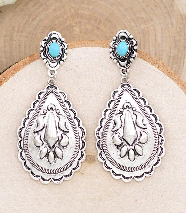 EARRINGS :: WESTERN POST EARRINGS :: Wholesale Western Concho Teardrop Earrings