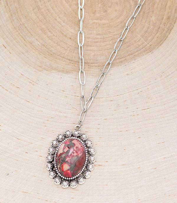 NECKLACES :: CHAIN WITH PENDANT :: Wholesale Western Semi Stone Pendant Necklace