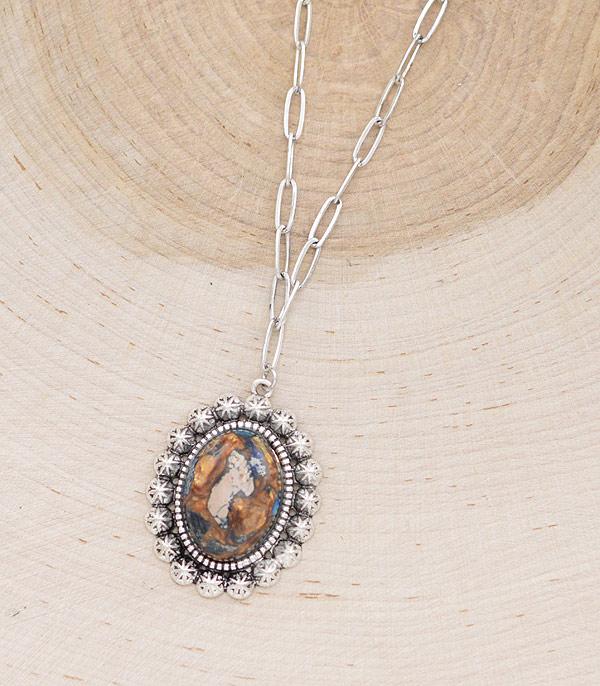 NECKLACES :: CHAIN WITH PENDANT :: Wholesale Western Semi Stone Pendant Necklace