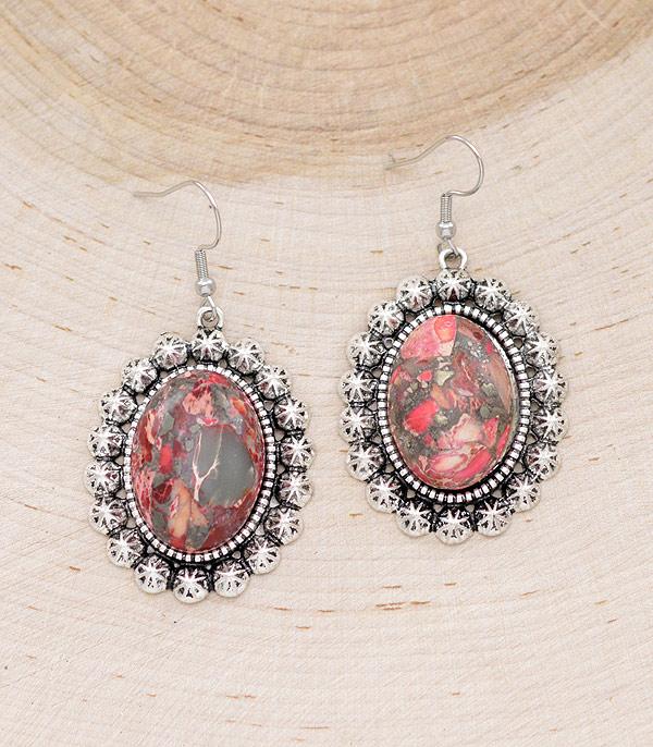 EARRINGS :: WESTERN HOOK EARRINGS :: Wholesale Western Semi Stone Concho Earrings