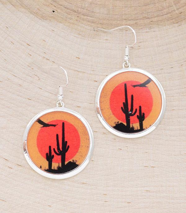 EARRINGS :: WESTERN HOOK EARRINGS :: Wholesale Western Cactus Landscape Earrings