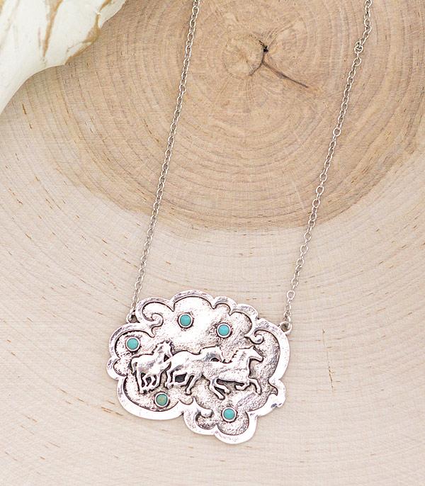 NECKLACES :: CHAIN WITH PENDANT :: Wholesale Western Running Horse Necklace