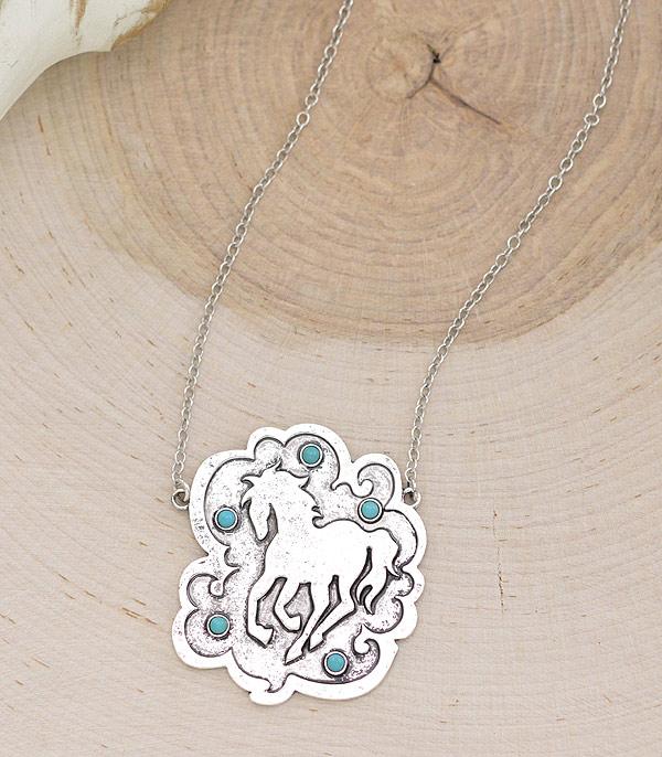 NECKLACES :: CHAIN WITH PENDANT :: Wholesale Western Turquoise Horse Necklace