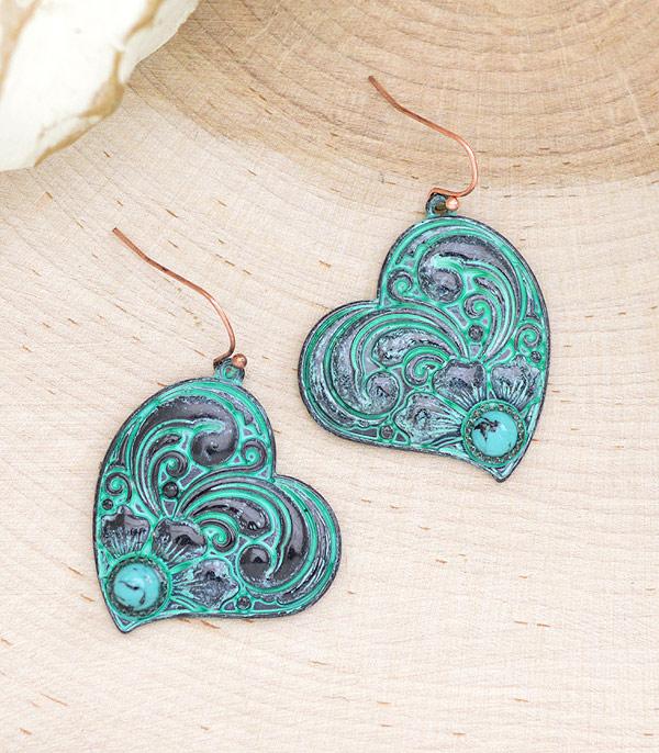 New Arrival :: Wholesale Western Tooling Heart Earrings