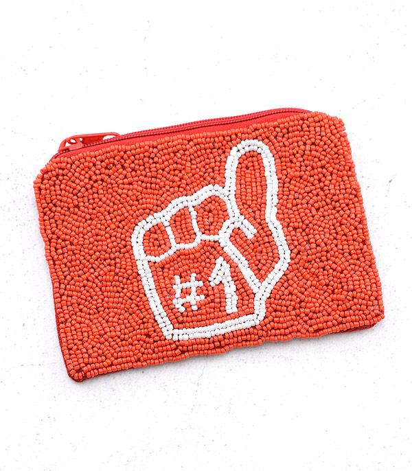 HANDBAGS :: WALLETS | SMALL ACCESSORIES :: Wholesale Game Day Beaded Coin Purse