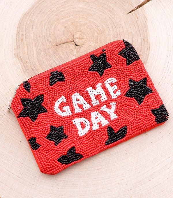 HANDBAGS :: WALLETS | SMALL ACCESSORIES :: Wholesale Game Day Beaded Coin Purse