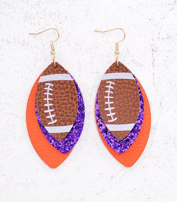 EARRINGS :: TRENDY EARRINGS :: Wholesale Football Glitter Earrings