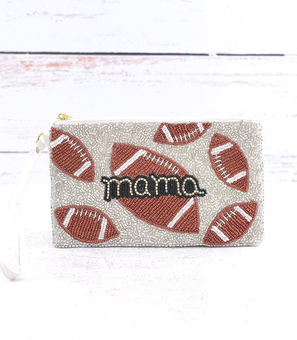 SPORTS THEME :: Wholesale Football Mom Wristlet Pouch