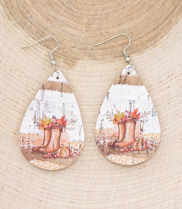 EARRINGS :: WESTERN HOOK EARRINGS :: Wholesale Fall Print Teardrop Earrings