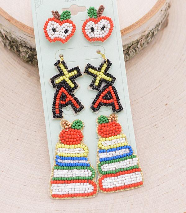 EARRINGS :: POST EARRINGS :: Wholesale Teacher Themed Beaded Earrings